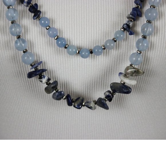 NWT Chico's Multi-Layer Blue & Silver Necklace - Picture 6 of 8